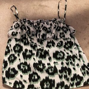 White tank top with teal cheetah pattern